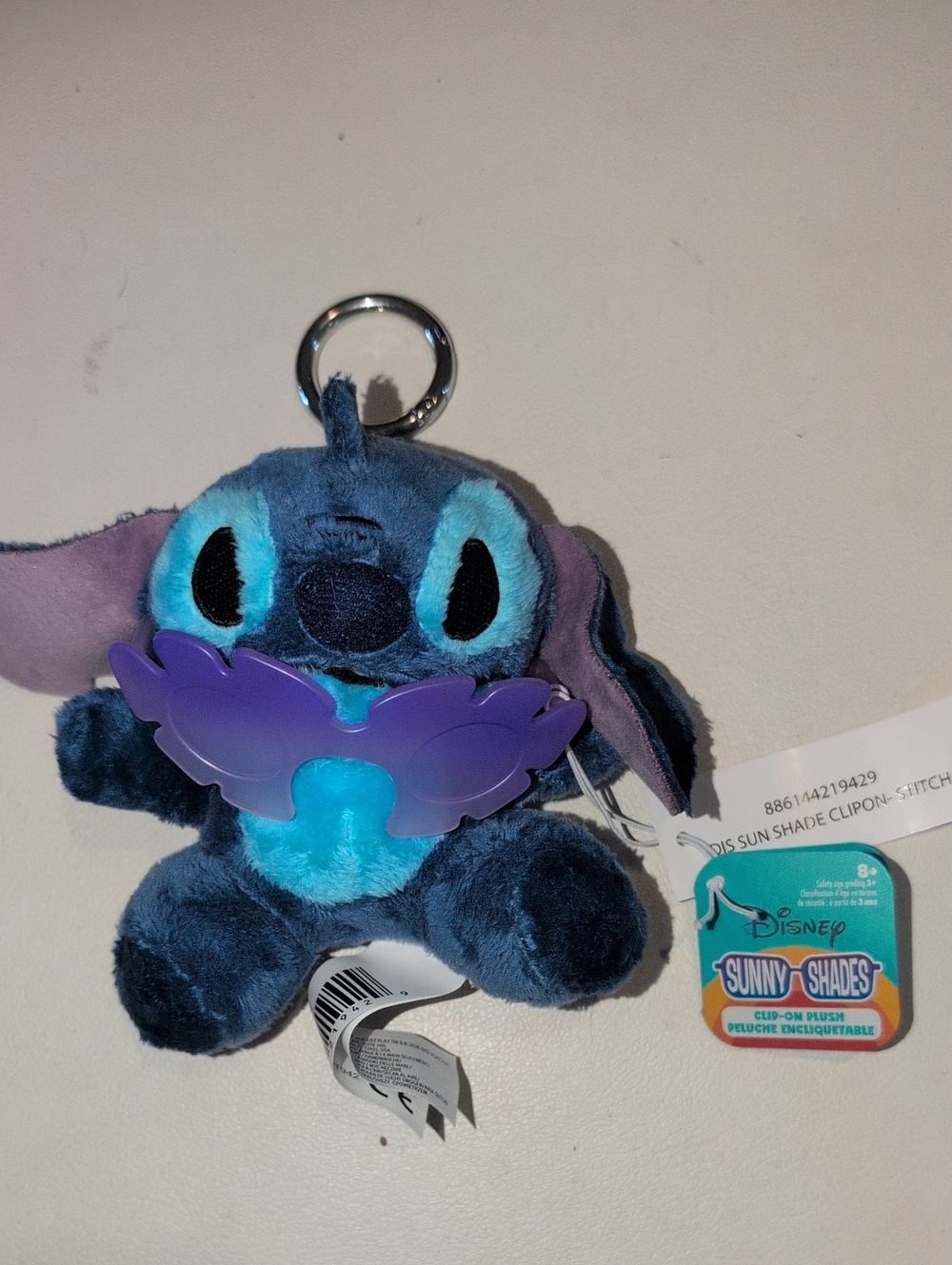 Disney Stitch Plush with Purple Sunglasses Backpack Keychain - NWT
